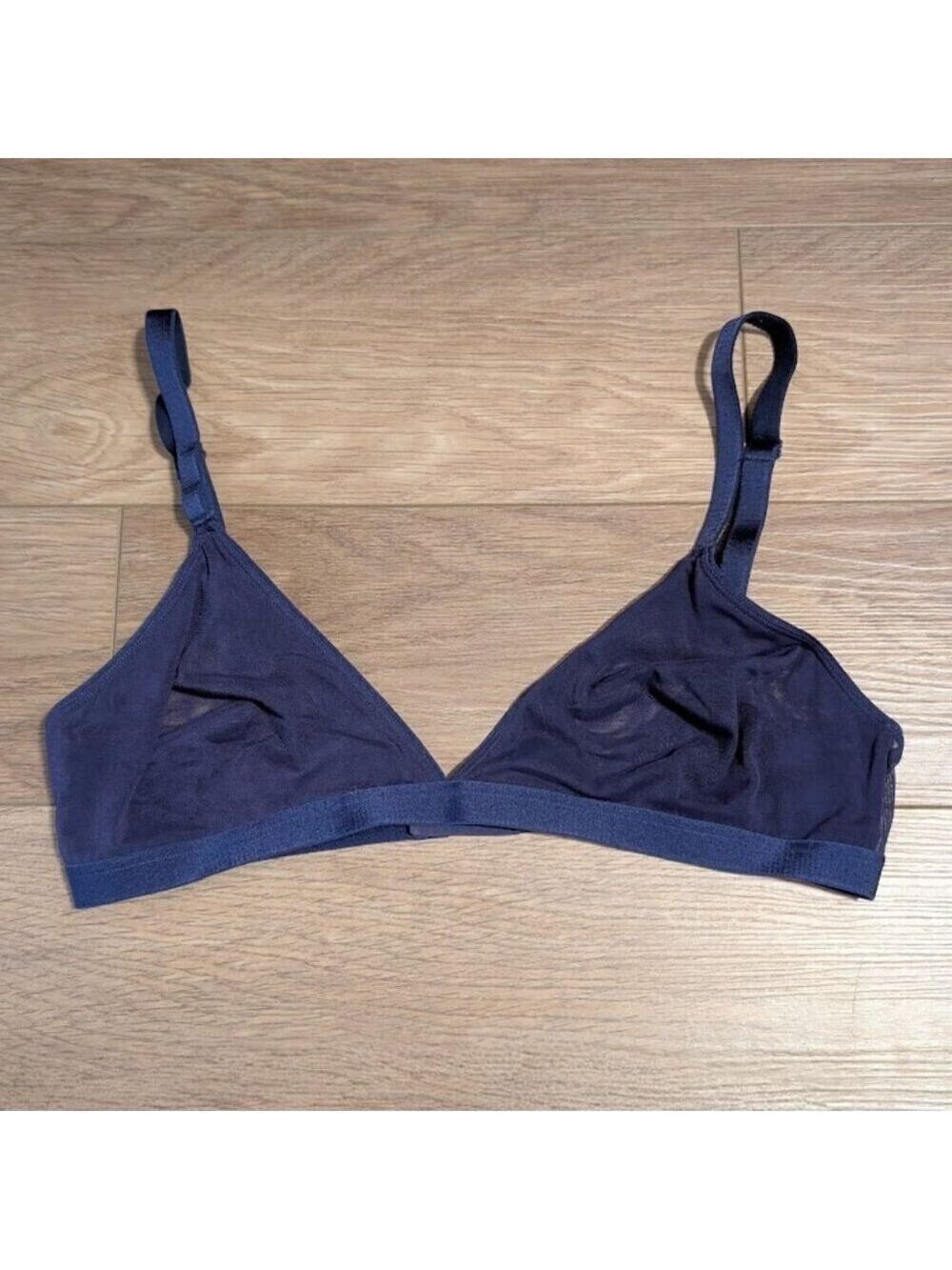 Parade | Sheer Mesh Triangle Bralette In Navy Blue